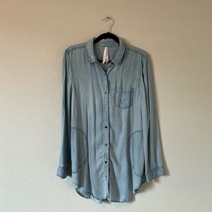 Liverpool Blue Casual Button Down Shirt
